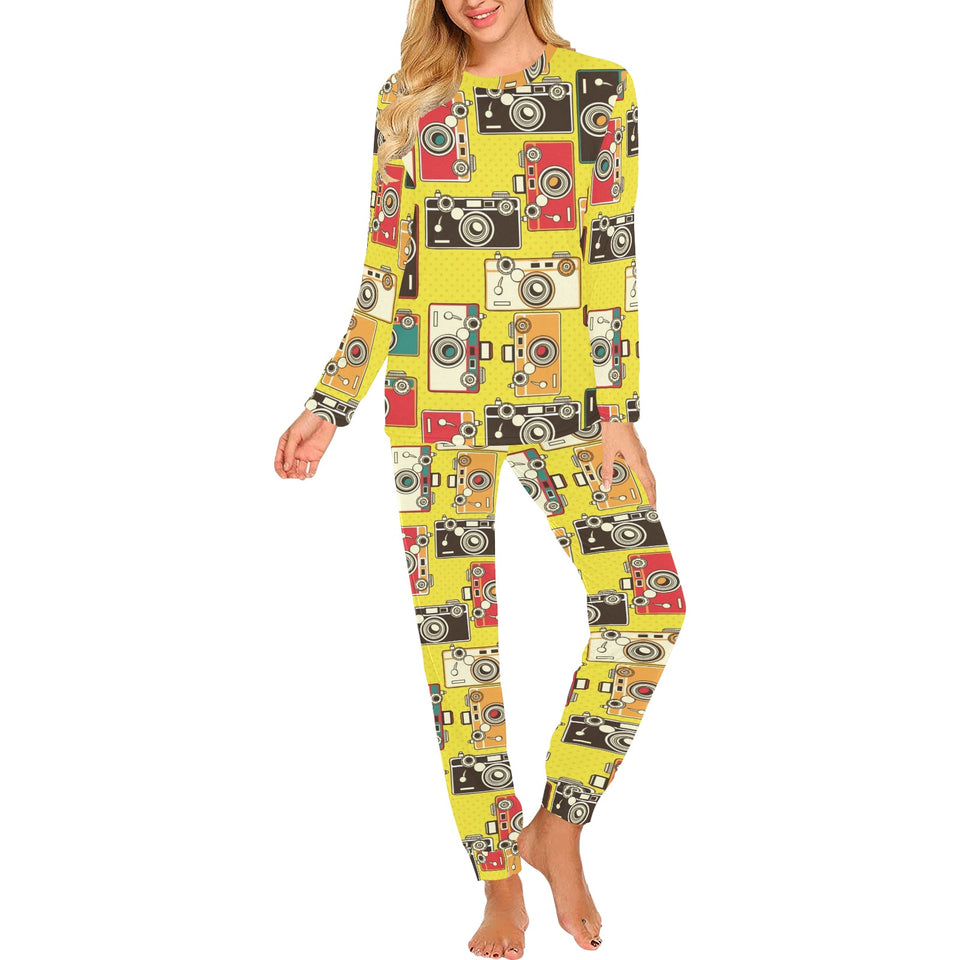 Camera Pattern Print Design 02 Women's All Over Print Pajama Set