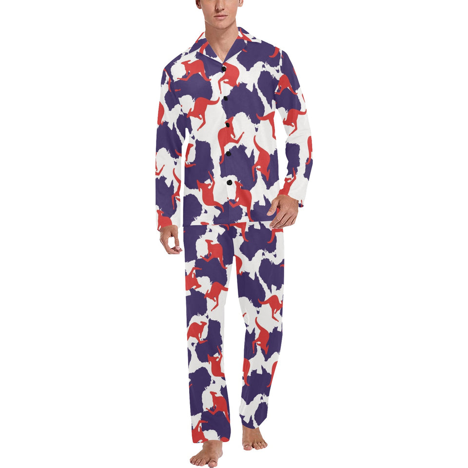 Kangaroo Australian pattern Men's Long Pajama Set