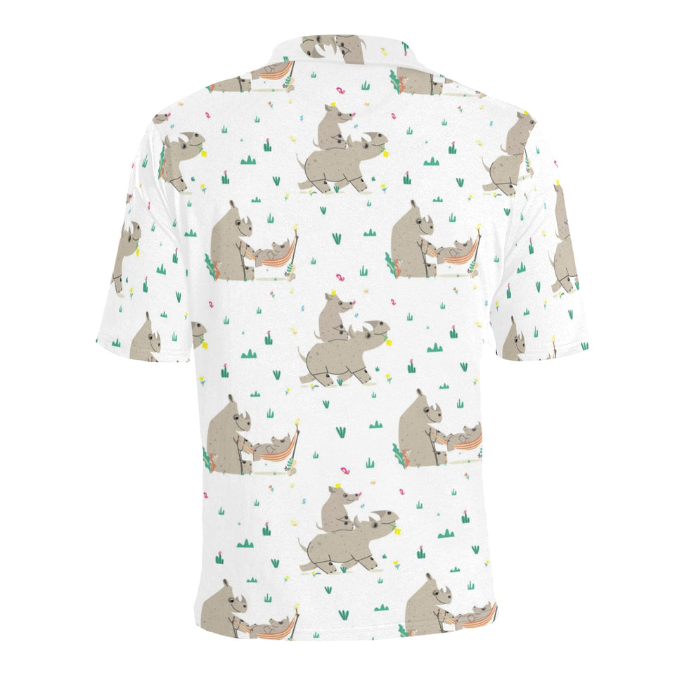 Cute Rhino pattern background Men's All Over Print Polo Shirt