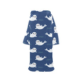 Cute white baby sea lion seal pattern Blanket Robe with Sleeves