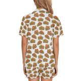 Sandwich Pattern Print Design 02 Women's V-Neck Short Pajama Set