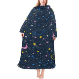 space pattern with planets, comets, constellations Blanket Robe with Sleeves