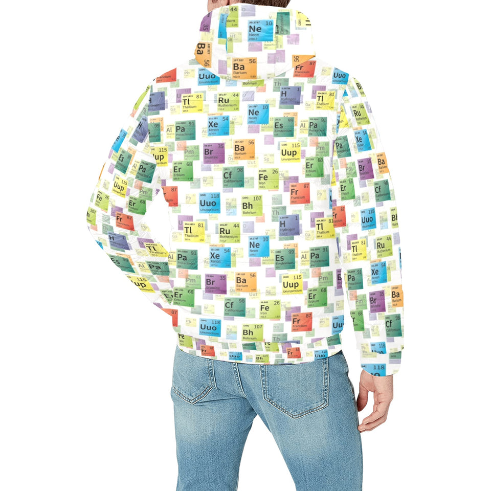 Chemistry Periodic Table Pattern Print Design 05 Men's Padded Hooded Jacket