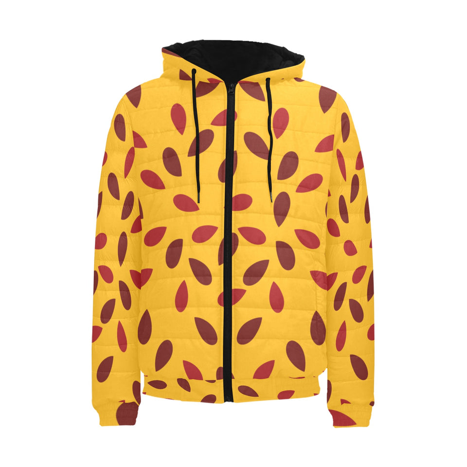 Passion fruit texture Men's Padded Hooded Jacket