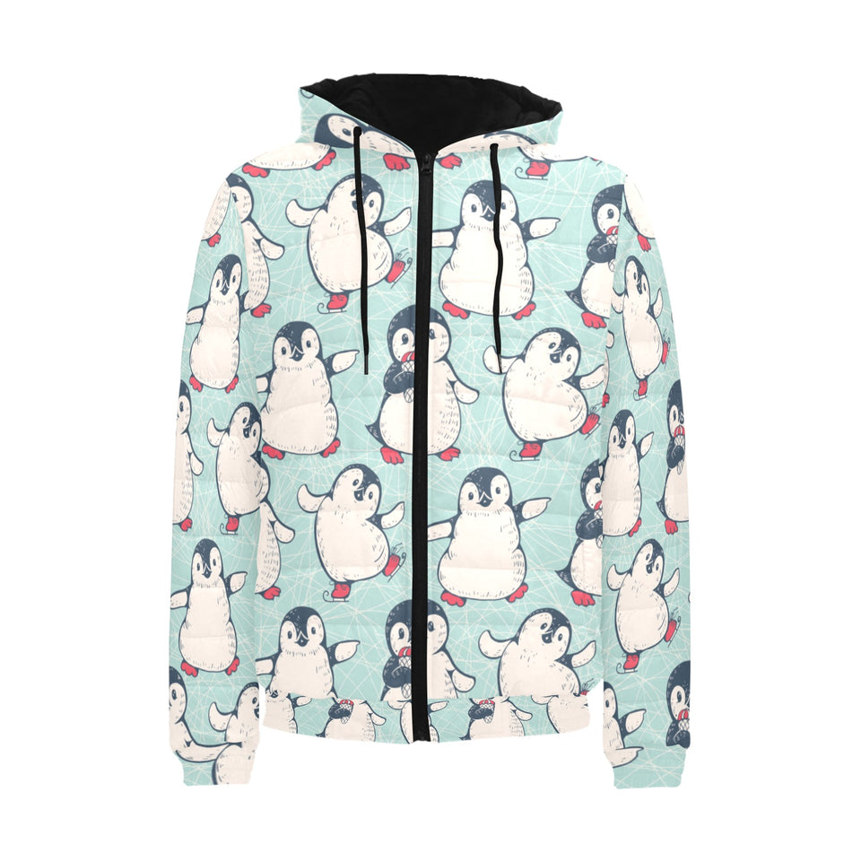 Cute Penguin pattern Men's Padded Hooded Jacket