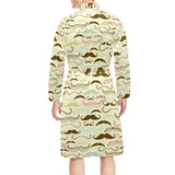 Mustache Beard Pattern Print Design 01 Men's Long Sleeve Belted Night Robe