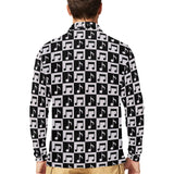 Music Notes Pattern Print Design 01 Men's Long Sleeve Polo Shirt
