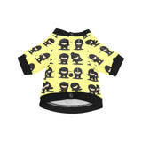 Cute ninja yellow background All Over Print Pet Dog Round Neck Fuzzy Shirt