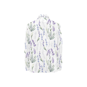 Hand painting Watercolor Lavender Women's Long Sleeve Polo Shirt
