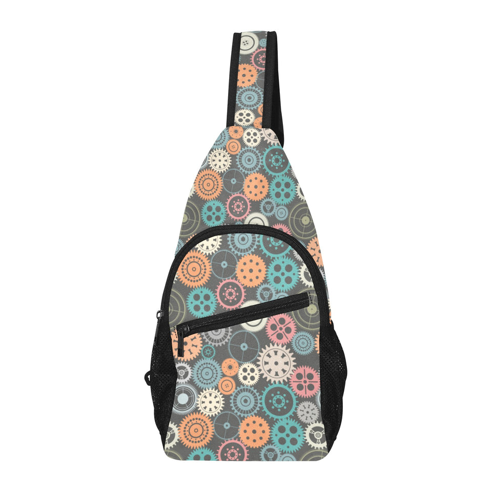Gear Pattern Print Design 05 All Over Print Chest Bag