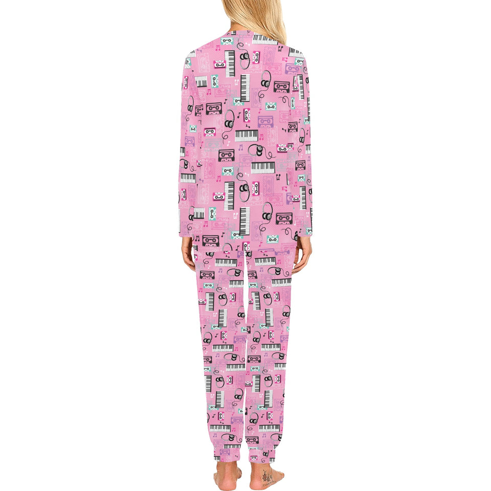 Piano Pattern Print Design 01 Women's All Over Print Pajama Set