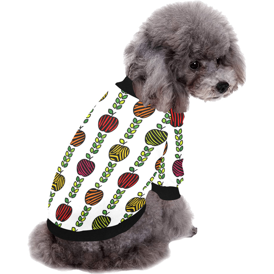 colorful apples leave zebra stripe All Over Print Pet Dog Round Neck Fuzzy Shirt