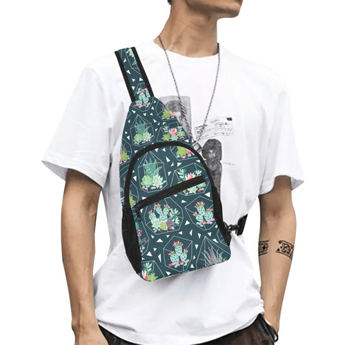 Cactus glass terrarium pattern All Over Print Chest Bag