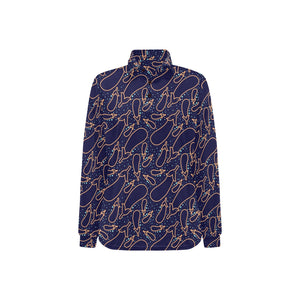 Eggplant Pattern Print Design 04 Women's Long Sleeve Polo Shirt