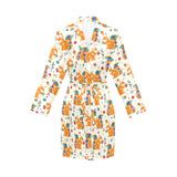 Squirrel Pattern Print Design 04 Women's Long Sleeve Belted Night Robe