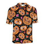 Pumpkin flowers spiderweb Halloween theme Men's All Over Print Polo Shirt