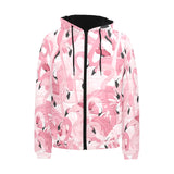 Pink flamingos pattern background Men's Padded Hooded Jacket
