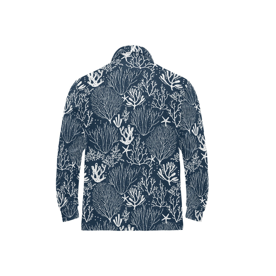 Coral Reef Pattern Print Design 05 Men's Long Sleeve Polo Shirt