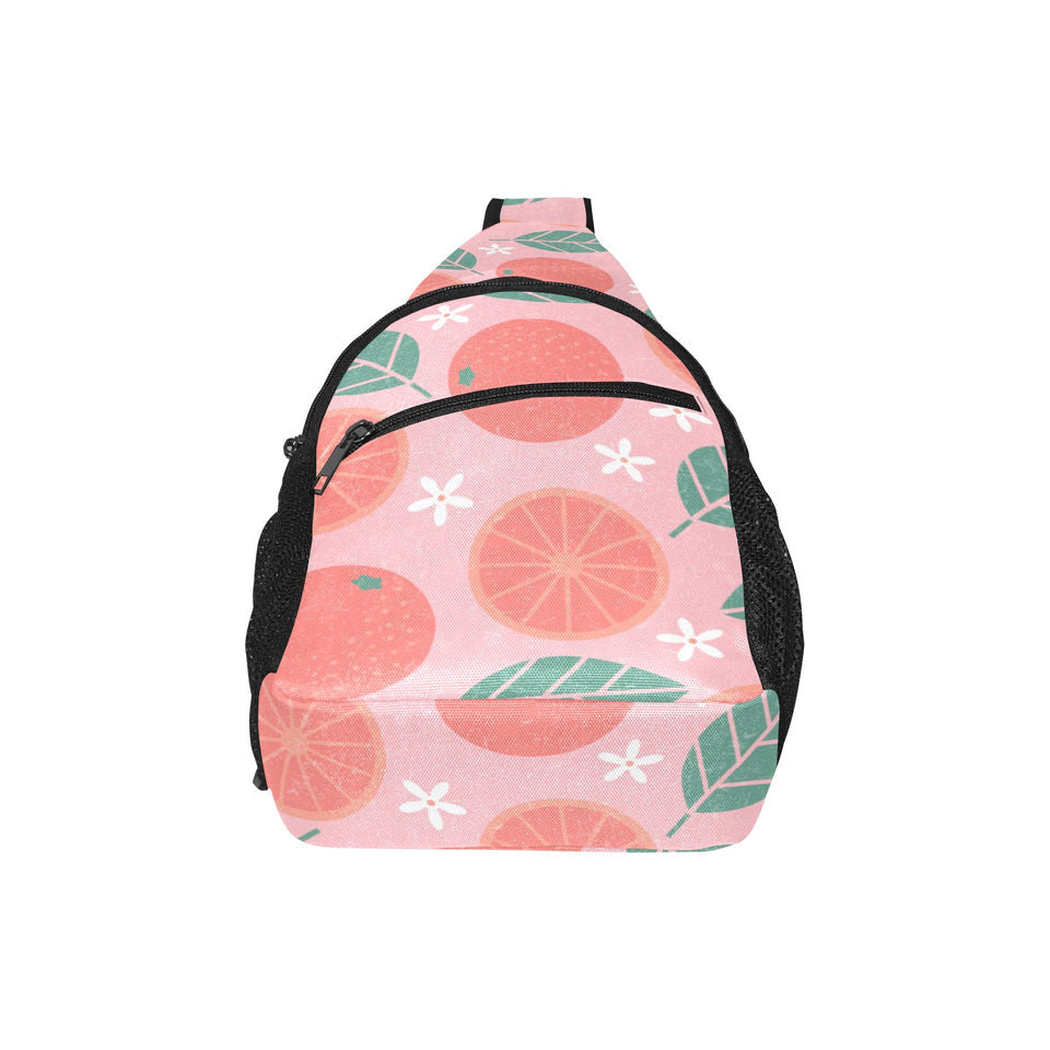 Grapefruit leaves flower pink background All Over Print Chest Bag