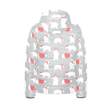 Cute polar bear christmas snow pattern Kids' Boys' Girls' Padded Hooded Jacket