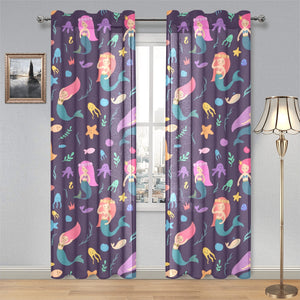 beautiful mermaid Fish jellyfish algae other marin Gauze Curtain