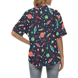 colorful space pattern planet star Women's All Over Print Hawaiian Shirt