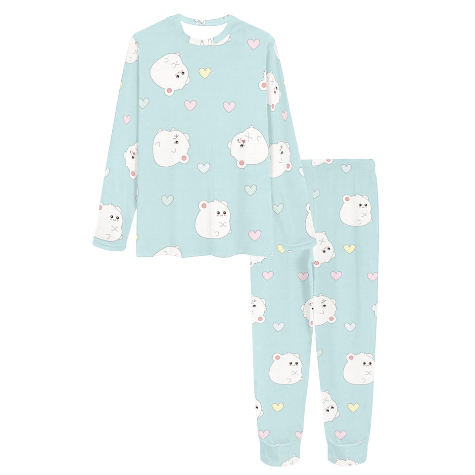 White cute hamsters heart pattern Women's All Over Print Pajama Set