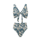 Sea turtle Polynesian Tribal design pattern Chest Bowknot High Waisted Bikini Swimsuit