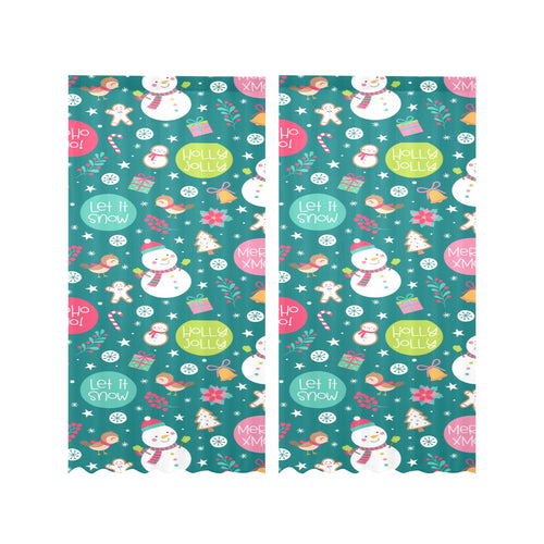 Snowman bird decorative elements christmas pattern Gauze Curtain