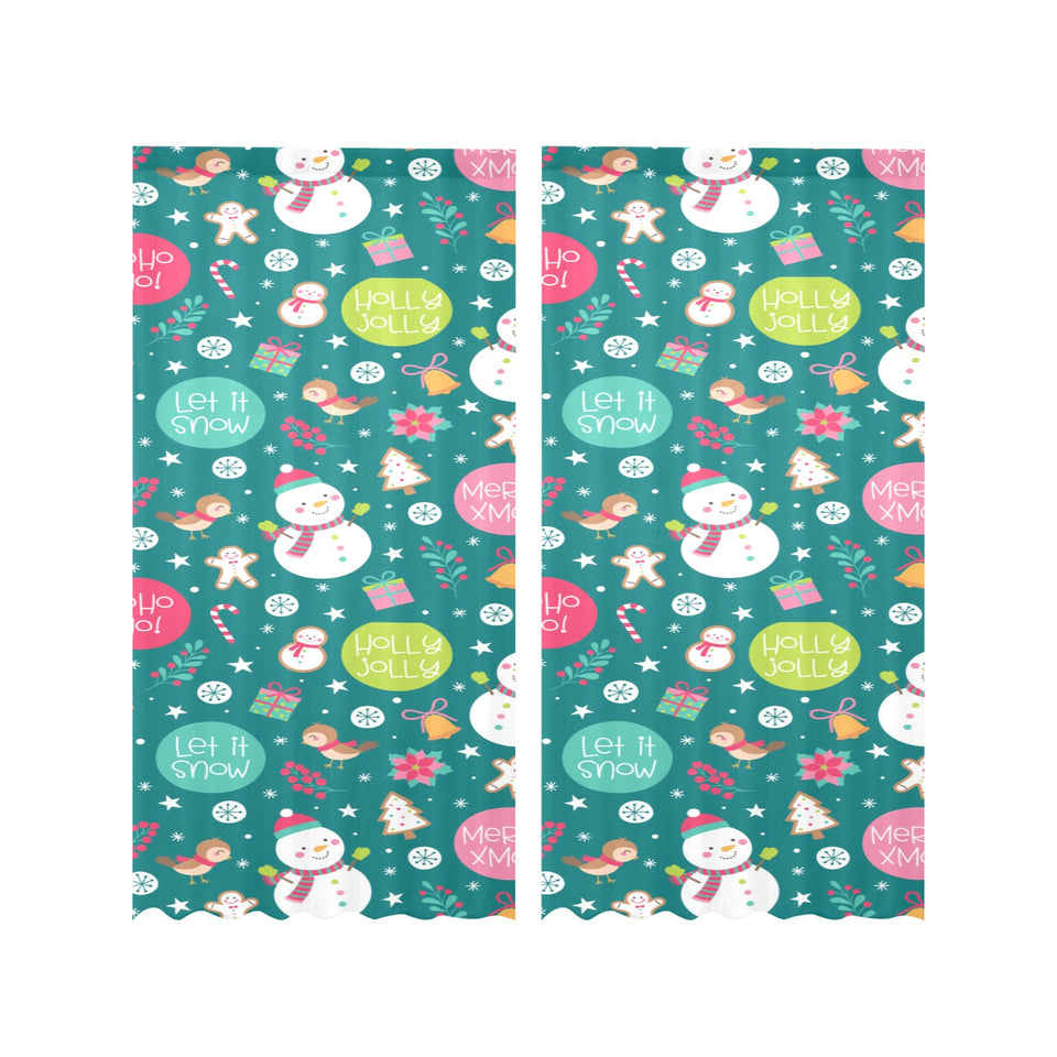 Snowman bird decorative elements christmas pattern Gauze Curtain