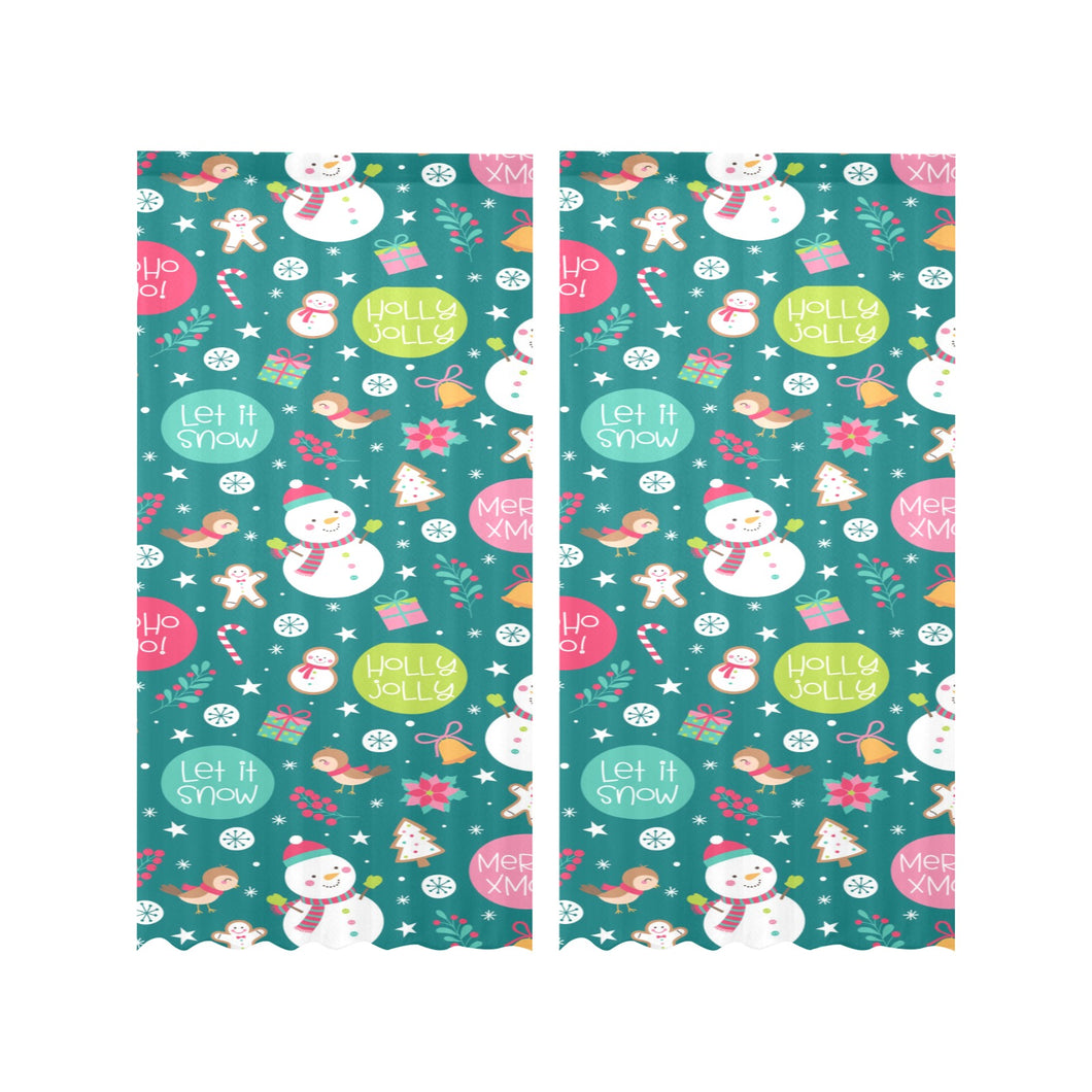 Snowman bird decorative elements christmas pattern Gauze Curtain