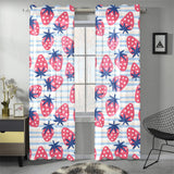 Strawberry pattern blue lines background Gauze Curtain
