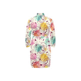 Clock butterfly pattern Men's Long Sleeve Belted Night Robe