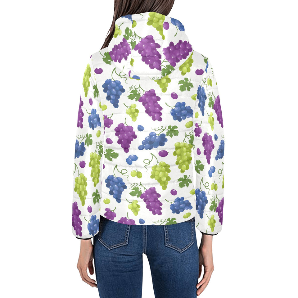 Grape pattern Women's Padded Hooded Jacket