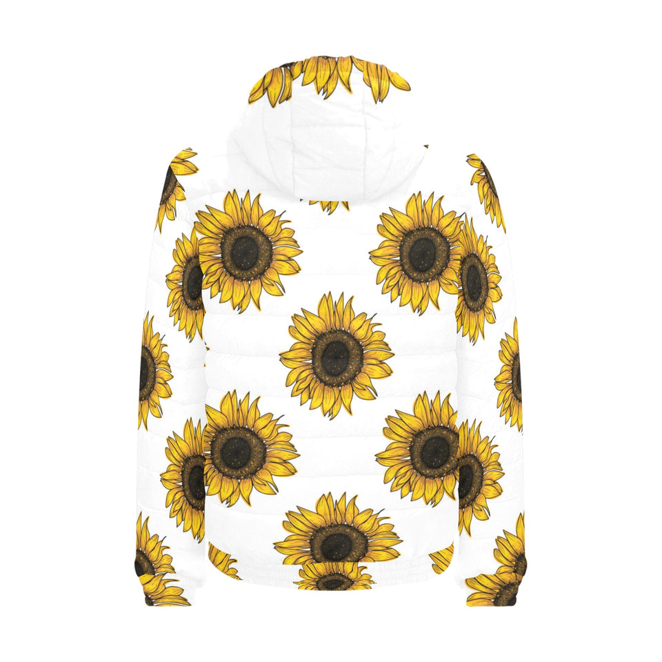 sunflowers design pattern Men's Padded Hooded Jacket