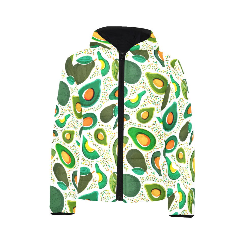 Avocado design pattern Kids' Boys' Girls' Padded Hooded Jacket