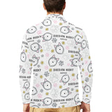 Siberian Husky design pattern Men's Long Sleeve Polo Shirt