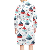 Cute color paper sailboat pattern Men's Long Sleeve Belted Night Robe