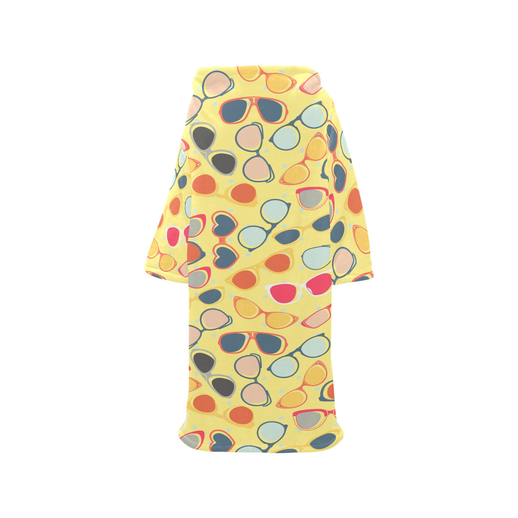 Sun Glasses Pattern Print Design 05 Blanket Robe with Sleeves