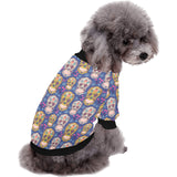 Sugar skull flower pattern All Over Print Pet Dog Round Neck Fuzzy Shirt