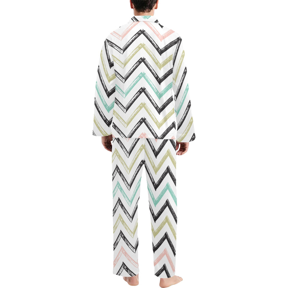 zigzag chevron paint pattern Men's Long Pajama Set