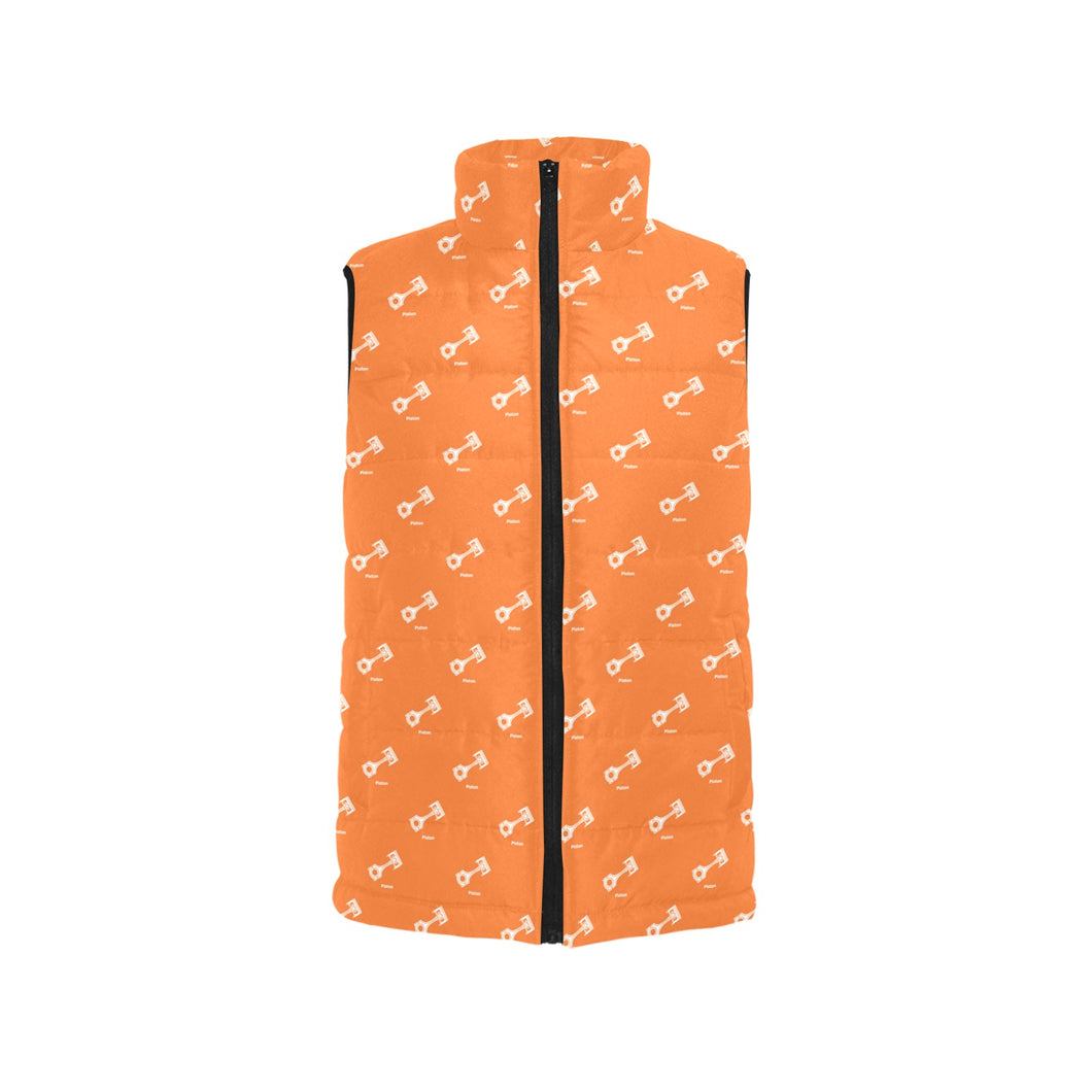 Engine Piston Orange Background Pattern Design 05 Women's Padded Vest