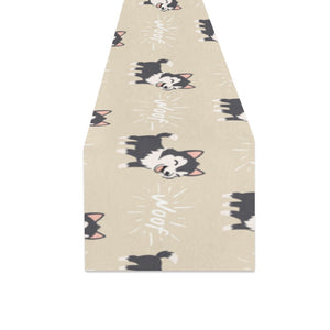 Cute Siberian Husky Table Runner