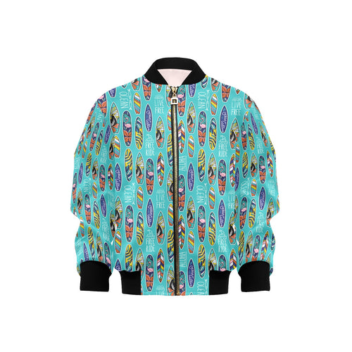 Surfboard Pattern Print Design 05 Kids' Boys' Girls' Bomber Jacket