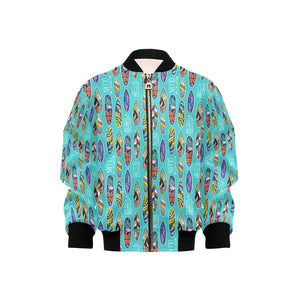 Surfboard Pattern Print Design 05 Kids' Boys' Girls' Bomber Jacket