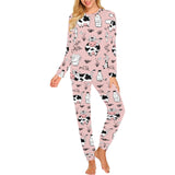 Cows milk product pink background Women's All Over Print Pajama Set