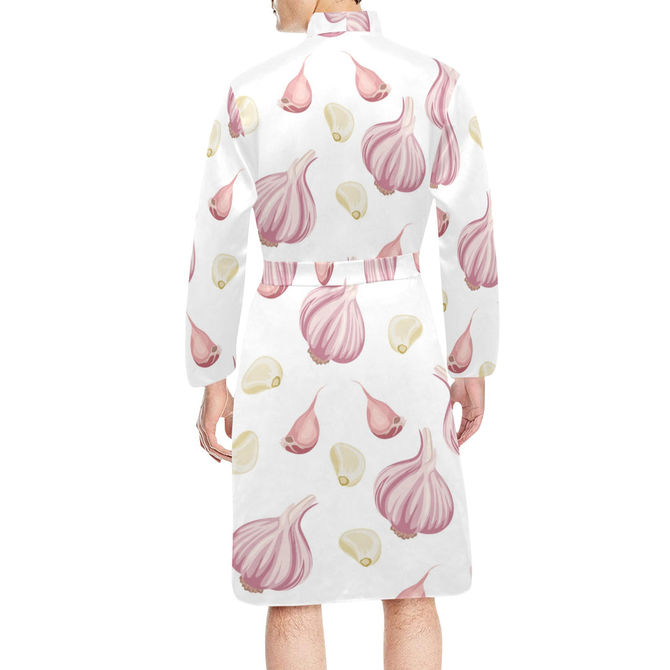Garlic pattern Men's Long Sleeve Belted Night Robe