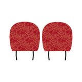 Gold dragons red background Car Headrest Cover
