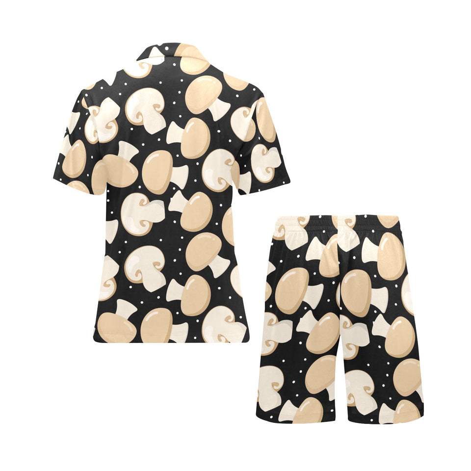 Champignon mushroom pattern Men's V-Neck Short Pajama Set