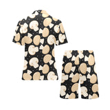 Champignon mushroom pattern Men's V-Neck Short Pajama Set
